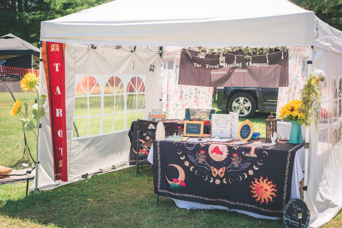 reiki healer's tent at a faire