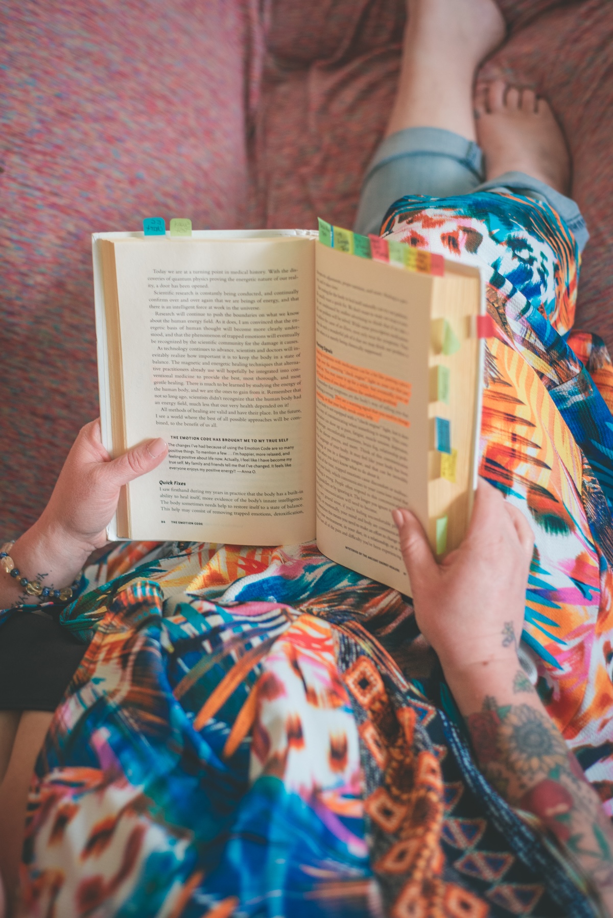 woman reads her favorite book