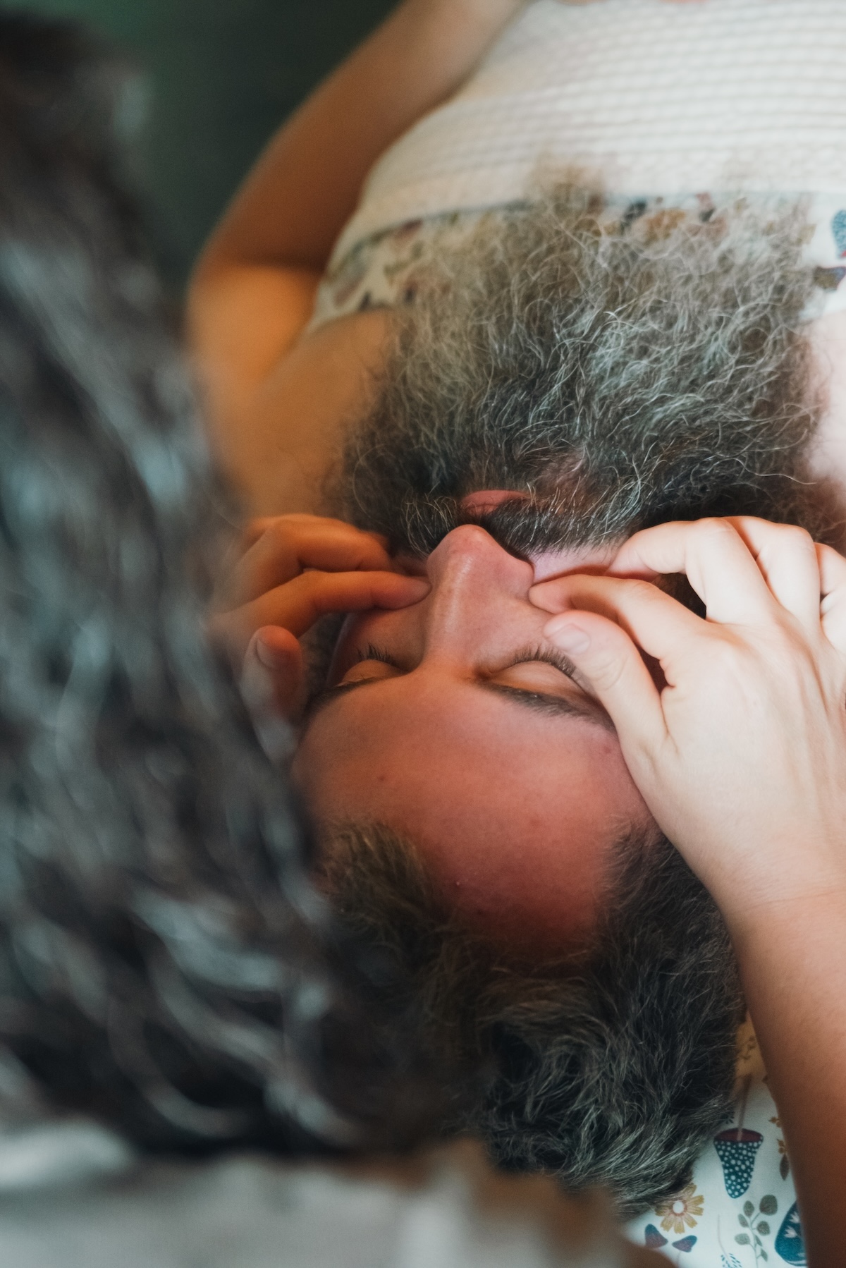 close up of a face massage