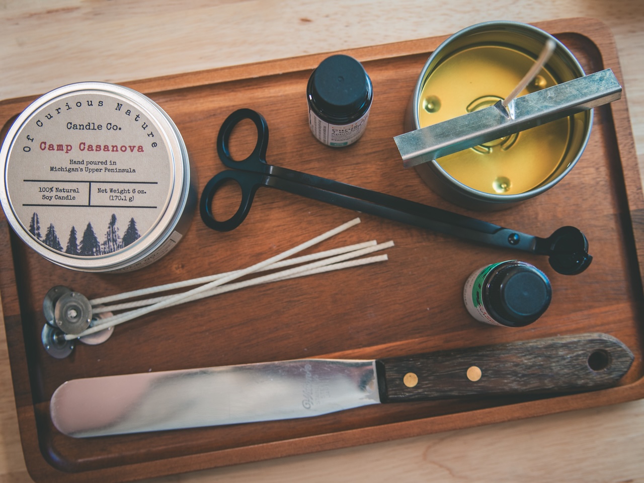 flat lay of candle making tools